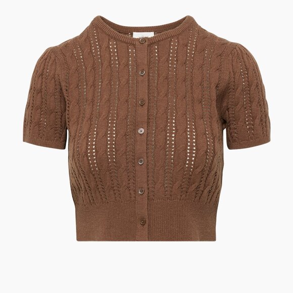 ARITZIA Wilfred Fey Short Sleeve Knit Cardigan "Cognac" Brown XS - Picture 7 of 7